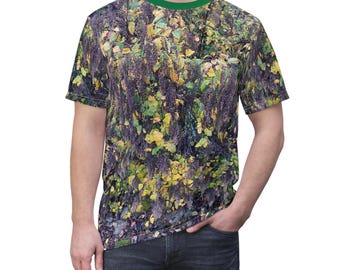Camo Unisex Tee, Camouflage T-Shirt, Military Style Shirt, Plant Leaves Print, Outdoor Nature Top