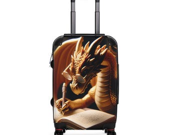 Maleta de viaje con diseño de fantasía y temática literaria: Maleta con forma de dragón lector