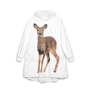 Manta con capucha con escena de ciervos / Estampado realista de cervatillos silvestres imagen 3