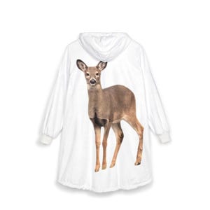 Manta con capucha con escena de ciervos / Estampado realista de cervatillos silvestres imagen 1
