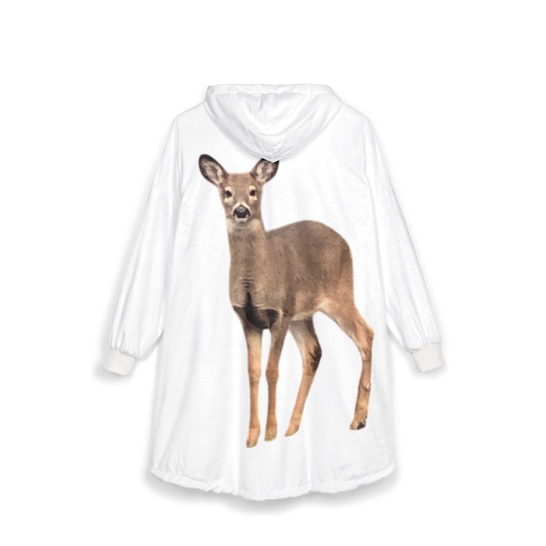 Manta con capucha con escena de ciervos / Estampado realista de cervatillos silvestres imagen 1