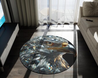 Eagle Round Rug: Boho Living Room Decor, Nature Accent