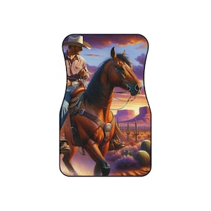 Western Cowboy Car Mats: Horse Riding Rustic Car Decor (Set of 4)