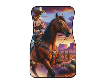 Western Cowboy Car Mats: Horse Riding Rustic Car Decor (Set of 4)