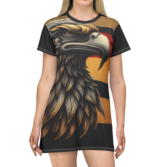 eagle t shirt dress Bold Eagle T-shirt Dress: Bohemian Wildlife Apparel