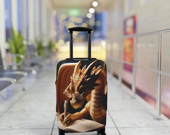 Writing Dragon Luggage Cover | Fantasy Suitcase Protector
