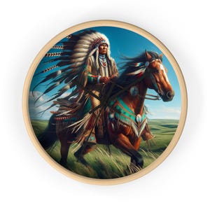 Native American Spirit Wall Clock - Rustic Home Décor, Unique Gift for Him, New Age Decor, Cultural Artwork, Boho Style Wall Art