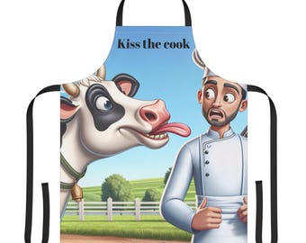 Funny Chef Apron - 'Kiss the Cook' Design | Gift for Foodies, Cooking Lovers, and BBQ Enthusiasts, Kitchen Essential, Chef Gift, Unique