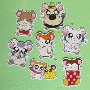 Hamtaro and the Ham-Hams- 7 Sticker Set - 3” Stickers
