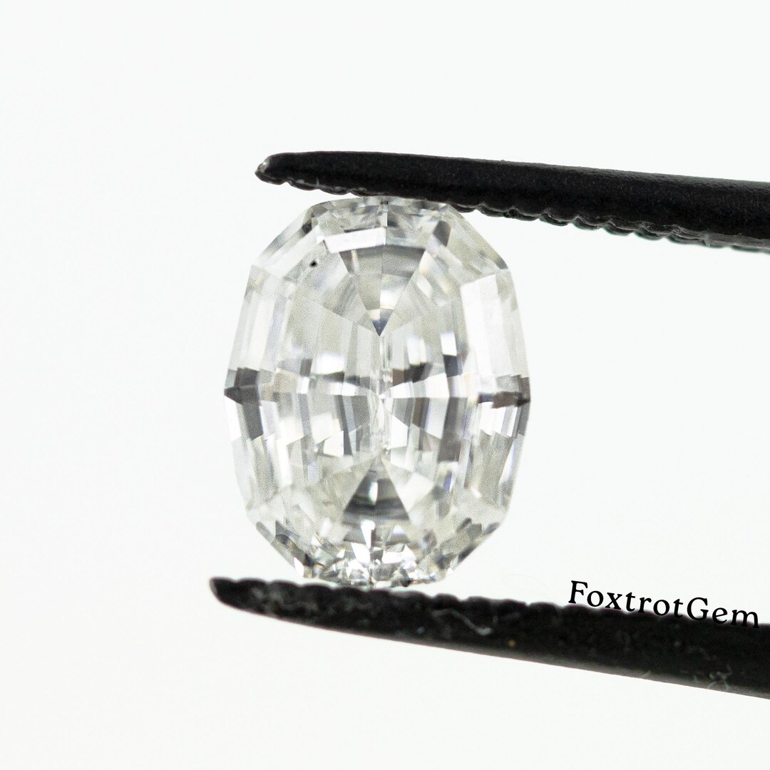 Oval Step Cut Moissanite , Modified Oval, Vintage Gemstone Moissanite ...