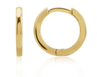 Solid 14K Gold Endless Hoops Earrings, Ear huggies, Solid gold earrings, hollow hoops,