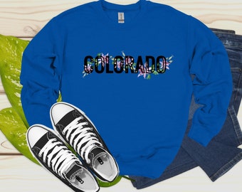 Colorado sweatshirt, Colorado sweater, Colorado Columbine sweatshirt, Colorado flower sweatshirt, Flower sweatshirt,  Colorado gift