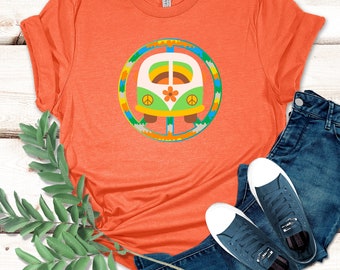 VW Bus t-shirt, Hippie t-shirt, Hippie VW bus t-shirt, Groovy t-shirt, Peace t-shirt, 70's t-shirt, Bus shirt, VW shirt, Unisex t-shirt