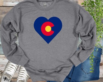 Colorado sweatshirt Colorado flag sweatshirt Colorado heart sweater Colorado sweater Gift Colorado Custom sweater