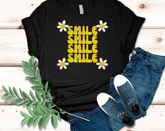 Smile t-shirt, Smile flowers t-shirt, Happy t-shirt, Positive t-shirt, Unisex t-shirt