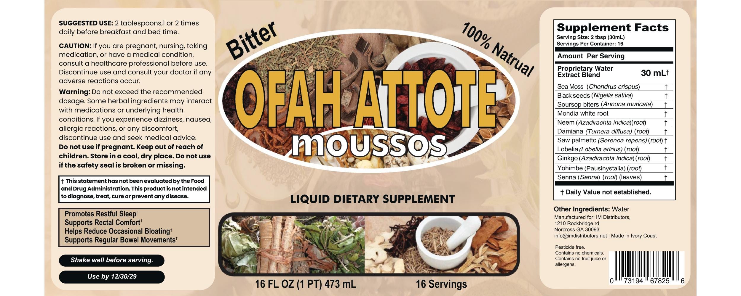 OFAH Attote Organic Herbal Bitters Tonic – Natural Digestive Support ...