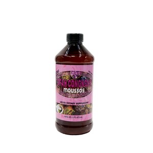 Pu&ograve; includere: Una bottiglia marrone con tappo nero, con un'etichetta rosa e bianca con la scritta "FAH CONGNONS moussos". L'etichetta indica anche "LIQUID DIETARY SUPPLEMENT" e un volume di 473 ml.