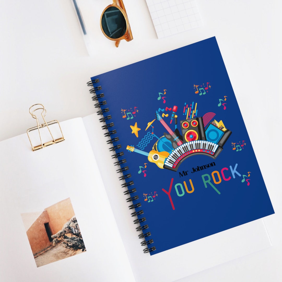 Notebook Design With Instrument Personalized Teacher Notebook, Musical Instruments, You Rock, Custom ...