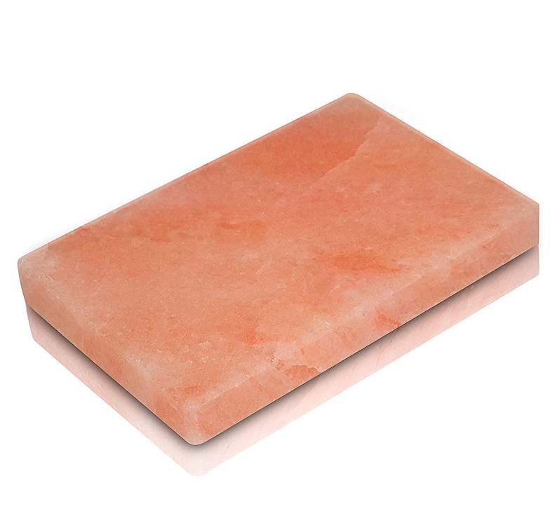 May include: A rectangular pink Himalayan salt slab, perfect for cooking and serving food.
