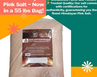 Pink Cooking Fine Grain Salt  55 lbs Kosher Pure Natural Unprocessed Himalayan Edible Salt  Perfect for Gourmet Cooking, Baking and Wellness