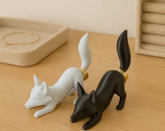 Minimalist Fox Ring Holder – Modern Jewelry Organizer, PLA 3D Printed