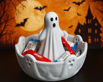 Marble Ghost Halloween Candy Bowl – Spooky Tabletop Treat Dish