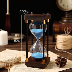 Handmade Custom Wooden Hourglass Living Room Decoration Personalized Gift Niebieski