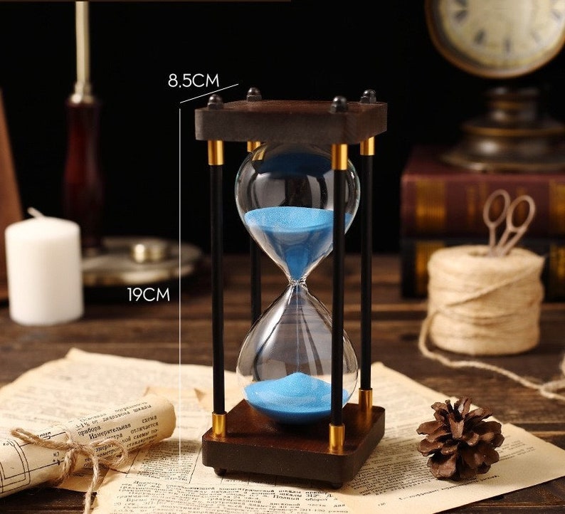 Handmade Custom Wooden Hourglass Living Room Decoration Personalized Gift Niebieski