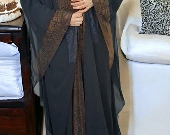 Abaya with Hijab- Made in Dubai - Wahaj Al-Nujum - Handmade - Artisanal - Khareej