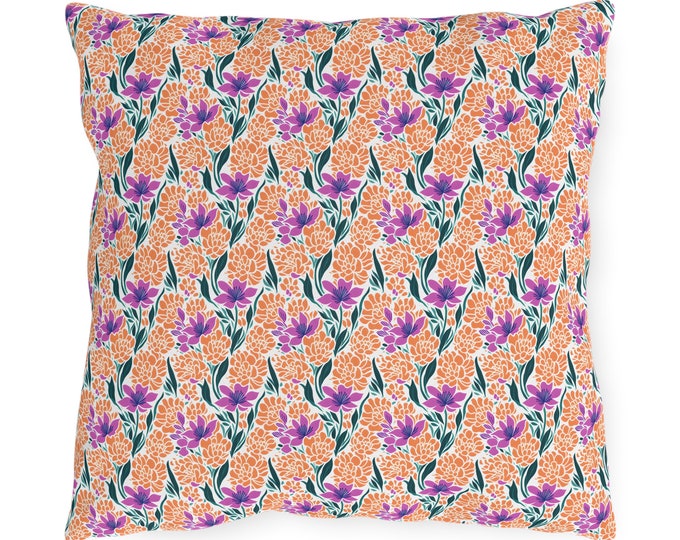 Floral Patio Pillow Sunset Bloom Fusion Decorative Outdoor Pillow