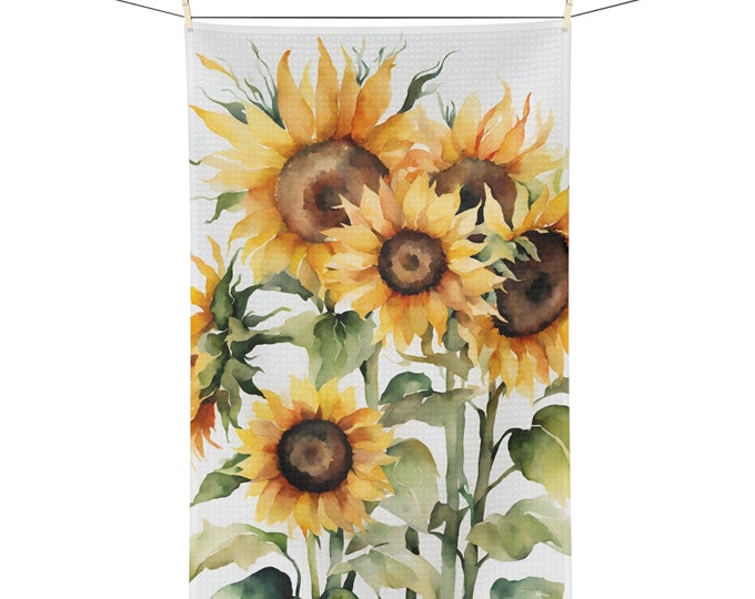 Country Sunflower Microfiber Tea Towel Gift Absorbent Kitchen Towel Dish Cloth Flower Print Floral Decor