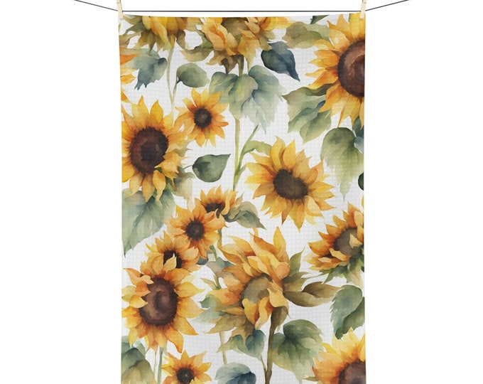 Sunflower Microfiber Tea Towel Dish Cloth Kitchen Towel Flower Print Absorbent Cloth Floral Decor