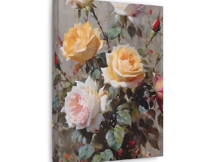 Rustic Rose Wall Decor Flowers of Margaret Canvas Floral Home Art