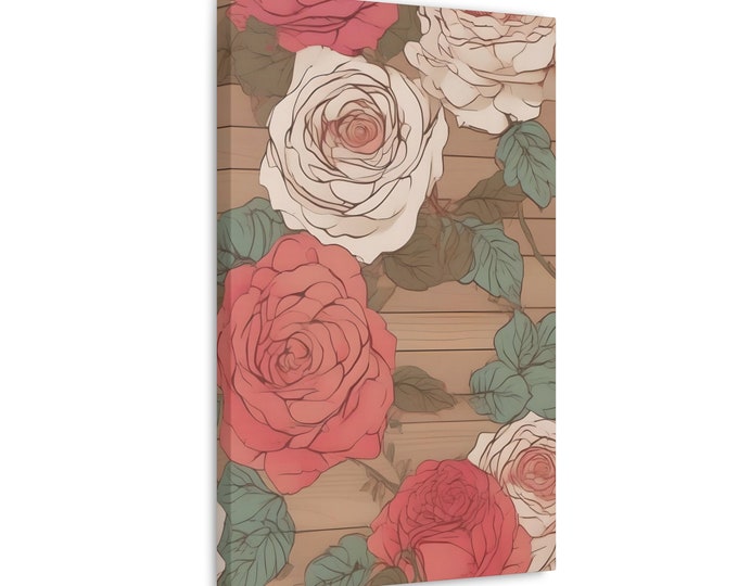Farmhouse Rose Wall Art Flowers of Kaylee Canvas Floral Home Decor