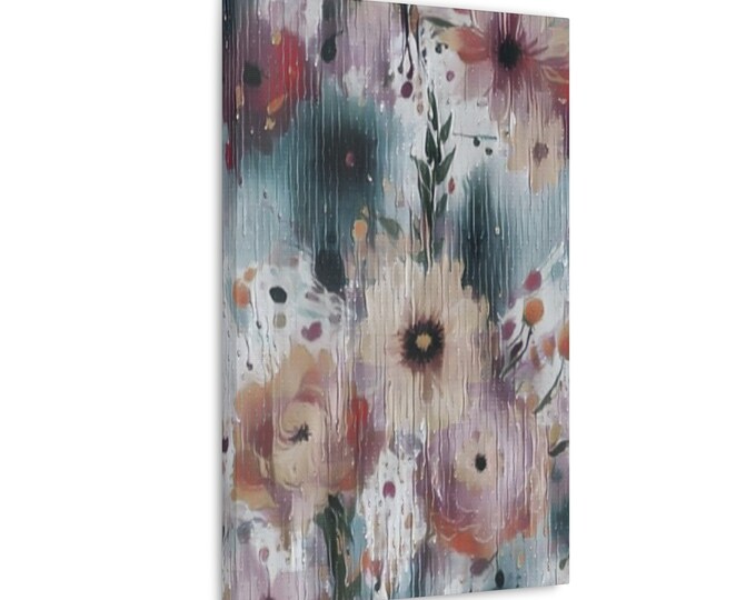 Colorful Floral Wall Art Impression Brush Flowers of Phoebe Canvas Home Decor