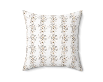 White Decorative Throw Pillow Whispering Petals Gray & White Floral Pillow Indoor