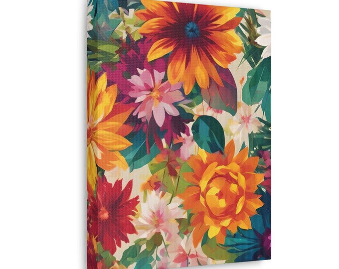 Bright Floral Wall Art Flowers of Myla Canvas Colorful Home Decor