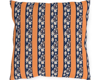 Floral Patio Pillow Sunset Stripe Blossom Decorative Outdoor Pillow
