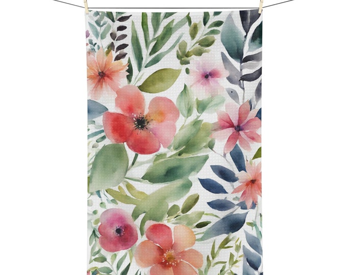 Water Color Floral Absorbent Microfiber Tea Towel Gift Kitchen Towel Dish Cloth Flower Print Kitchen Decor