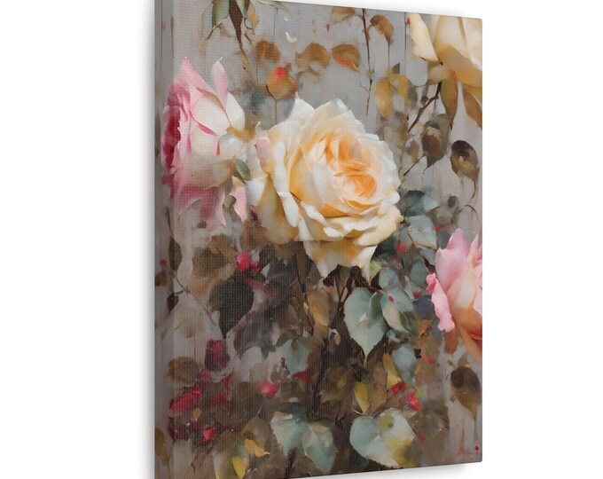 Elegant Rose Wall Art Flowers of Millie Canvas Rustic Home Decor