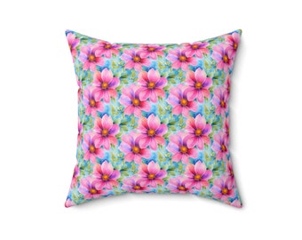 Floral Throw Pillow Pink Tropicana Oasis Decorative Indoor Pillow