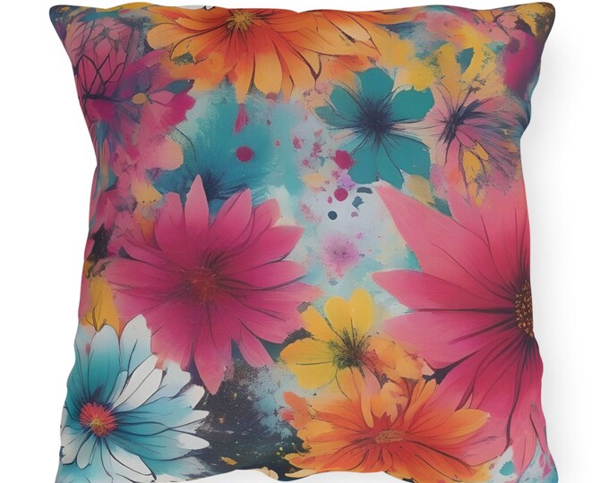 Colorful Flower Outdoor Patio Pillow Flowers of Ruth Outdoor Decor Pillow