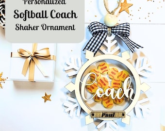 Personalized Softball Coach Ornament: Shaker Gift, Team Keepsake