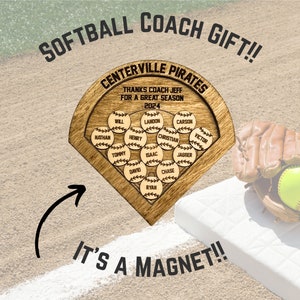 Personalized Softball Coach Gift | Gift for Softball Coach | End of Season Softball Gift | Softball Team Gift | Softball Magnet | Coach Gift