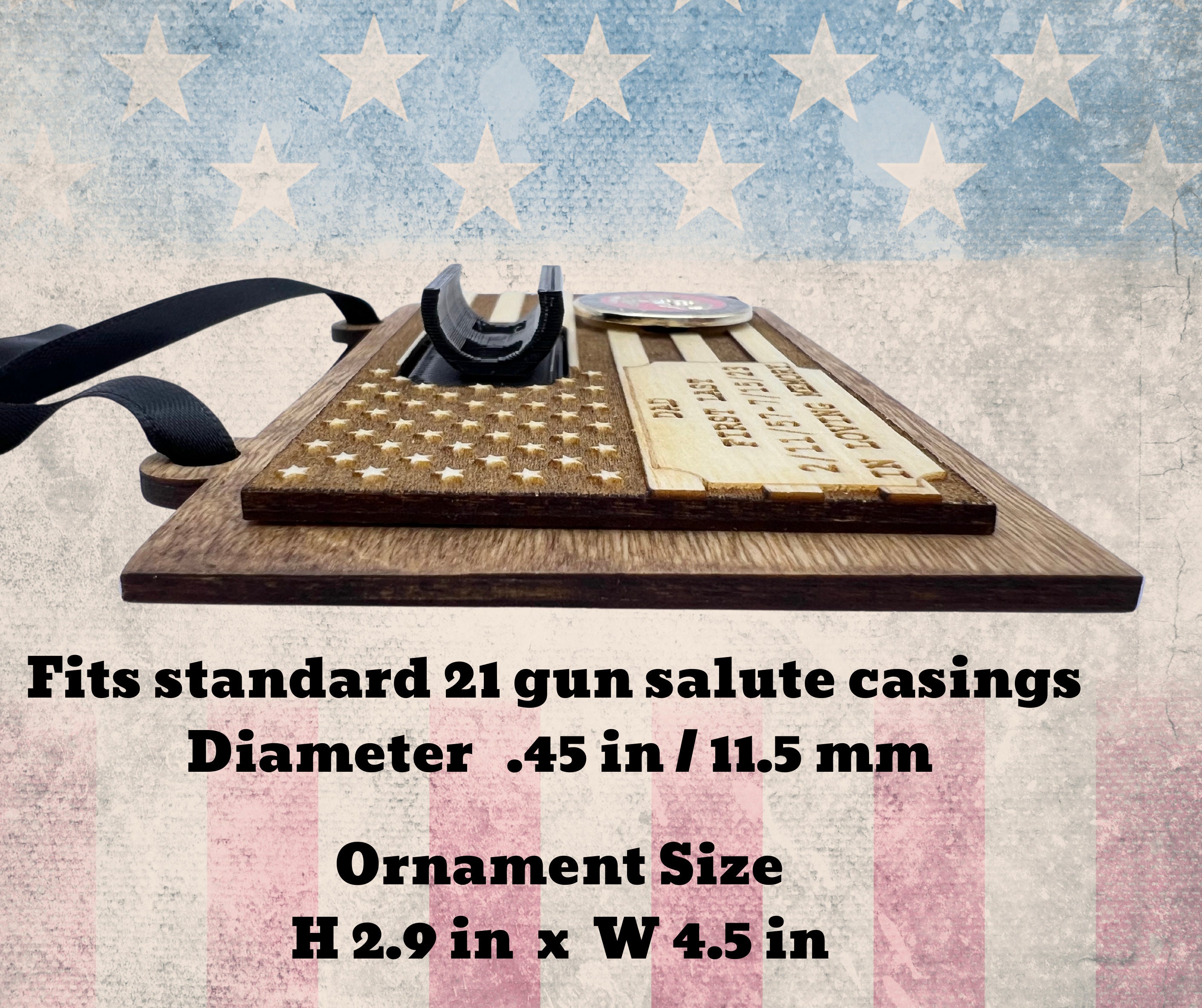 21 Gun Salute Bullet Holder Personalized Funeral Shell Casing Holder