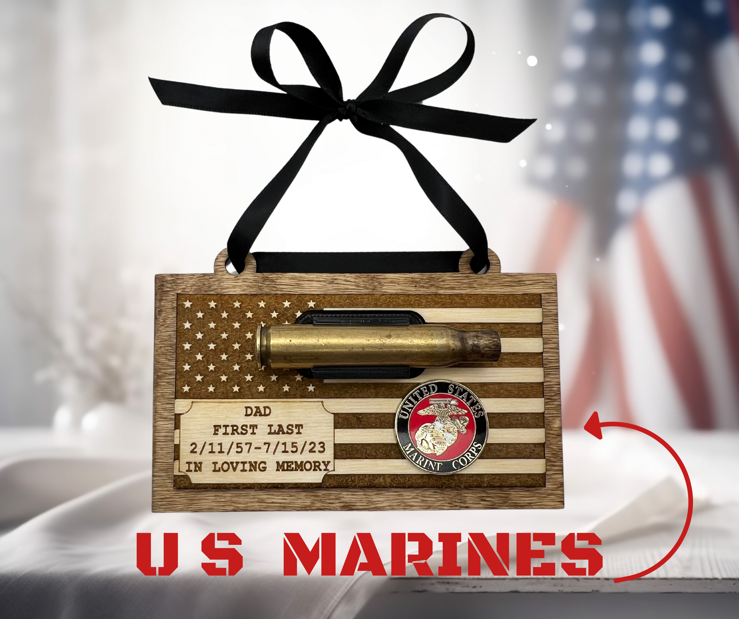 21 Gun Salute Bullet Holder Personalized Funeral Shell Casing Holder