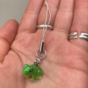 Cute tiny frog phone charm, detachable frog charm clip, kawaii phone accessory, cute frog charm