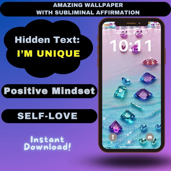 Cute Aesthetic Phone Wallpaper Digital Download Subliminal Positive Affirmation Uplifting Cool Coquette Screen Background I'M UNIQUE No.4