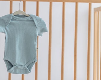 Short Sleeve Romper | Mint Color Infant Jumpsuit |  Organic Cotton First Bodysuit | Coming Home Outfit | Baby Basics | Unisex Newborn Cloth