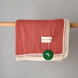 Organic Lace Muslin Baby Blanket - Soft Muslin Swaddle Blanket - Newborn Baby Muslin Wrap - Lightweight Cotton Blanket - Baby Essentials